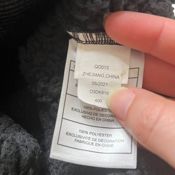 DKNY Sport Faux Fur teddy fleece jacket zip up hoodie black Small - Picture 6 of 8